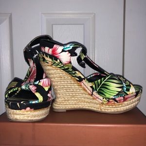 call it spring floral canvas wedges